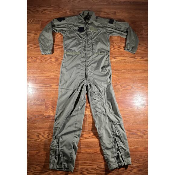 USAF Green 27P Flight Suit Mens 42L Fire Resistant Coveralls MIL-C-83141A - Picture 1 of 7